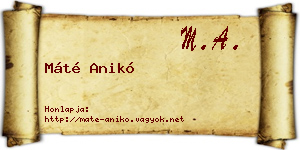 Máté Anikó névjegykártya